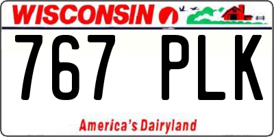WI license plate 767PLK