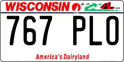 WI license plate 767PLO