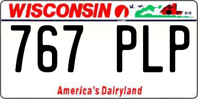 WI license plate 767PLP