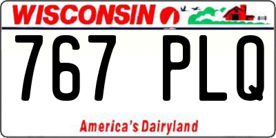 WI license plate 767PLQ