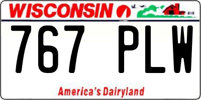 WI license plate 767PLW
