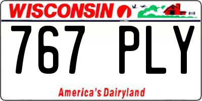 WI license plate 767PLY