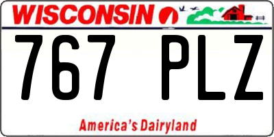 WI license plate 767PLZ