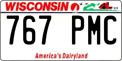 WI license plate 767PMC