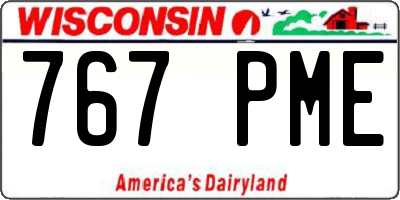 WI license plate 767PME