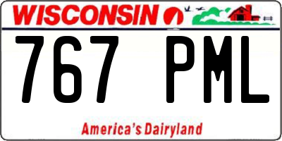 WI license plate 767PML
