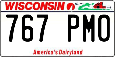 WI license plate 767PMO