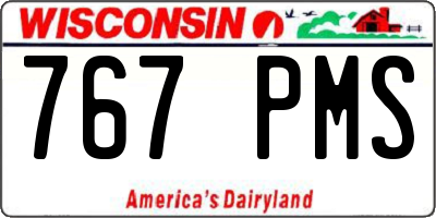 WI license plate 767PMS