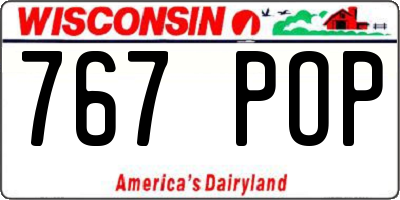 WI license plate 767POP