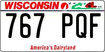 WI license plate 767PQF