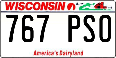 WI license plate 767PSO