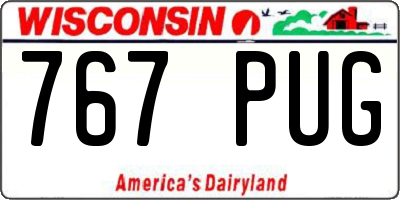 WI license plate 767PUG