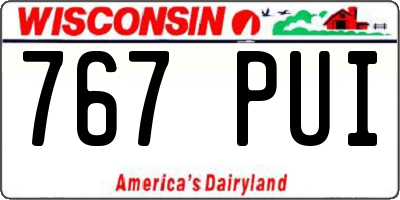 WI license plate 767PUI