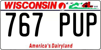 WI license plate 767PUP