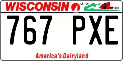 WI license plate 767PXE