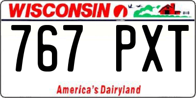 WI license plate 767PXT