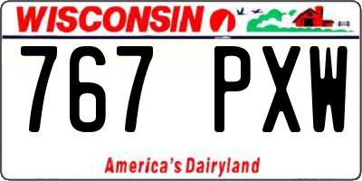 WI license plate 767PXW