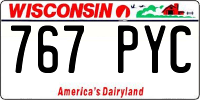 WI license plate 767PYC
