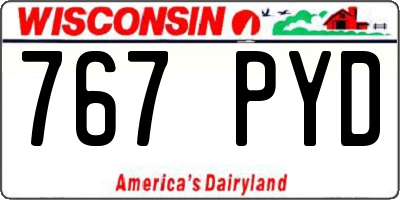 WI license plate 767PYD