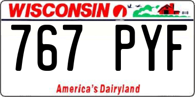 WI license plate 767PYF