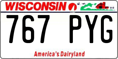 WI license plate 767PYG
