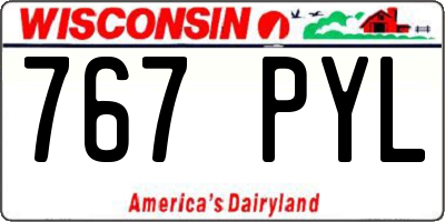WI license plate 767PYL