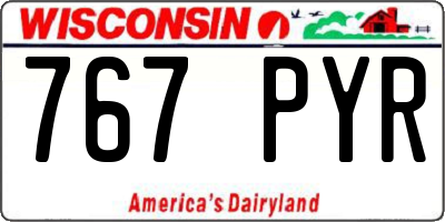 WI license plate 767PYR