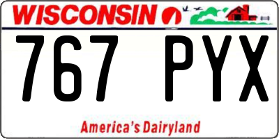 WI license plate 767PYX