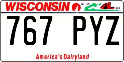 WI license plate 767PYZ
