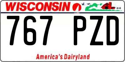 WI license plate 767PZD