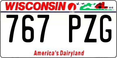 WI license plate 767PZG