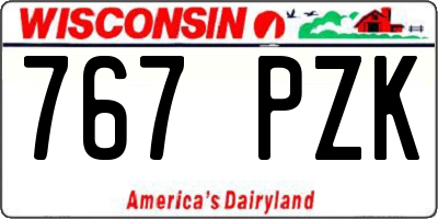 WI license plate 767PZK