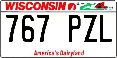 WI license plate 767PZL