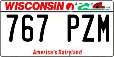 WI license plate 767PZM