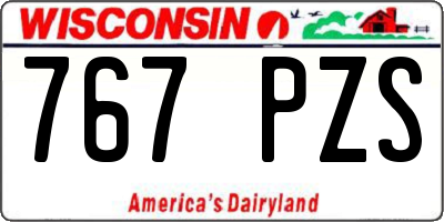 WI license plate 767PZS