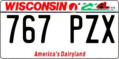 WI license plate 767PZX