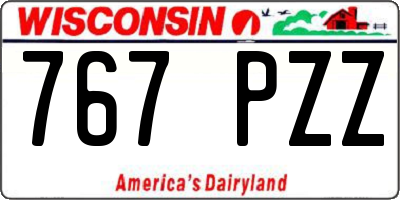 WI license plate 767PZZ