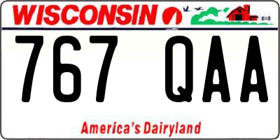 WI license plate 767QAA