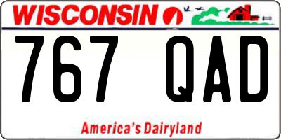 WI license plate 767QAD