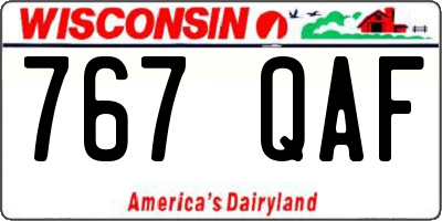 WI license plate 767QAF