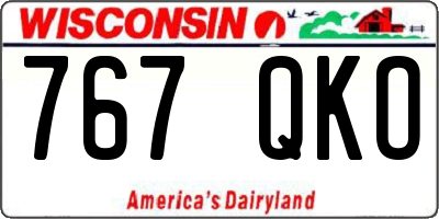 WI license plate 767QKO