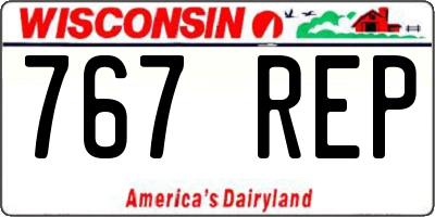 WI license plate 767REP