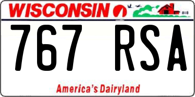 WI license plate 767RSA