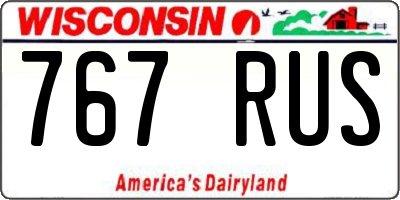 WI license plate 767RUS