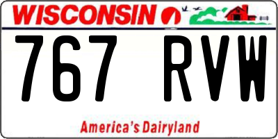 WI license plate 767RVW