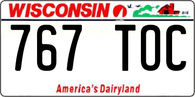WI license plate 767TOC