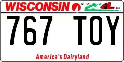 WI license plate 767TOY