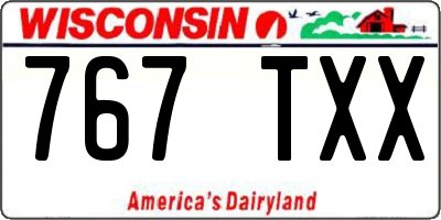 WI license plate 767TXX