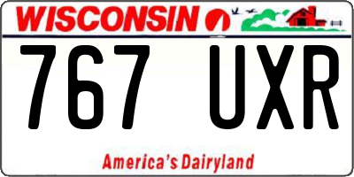 WI license plate 767UXR