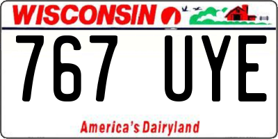 WI license plate 767UYE